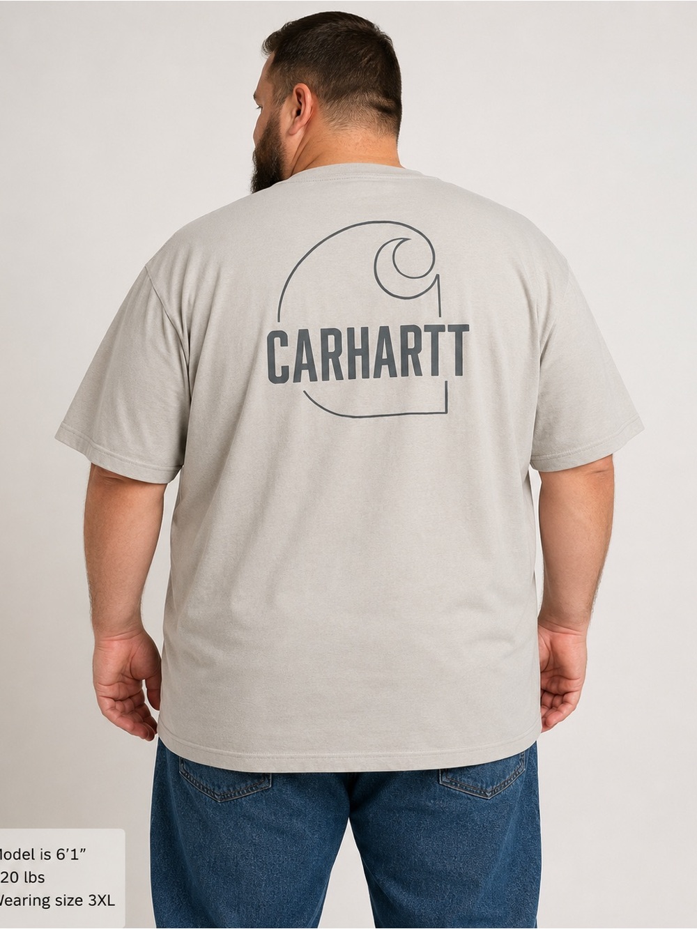 Carhartt 3XL Light Blue Graphic TShirt Relaxed Fit Workwear Tee Blue Collar Plus
